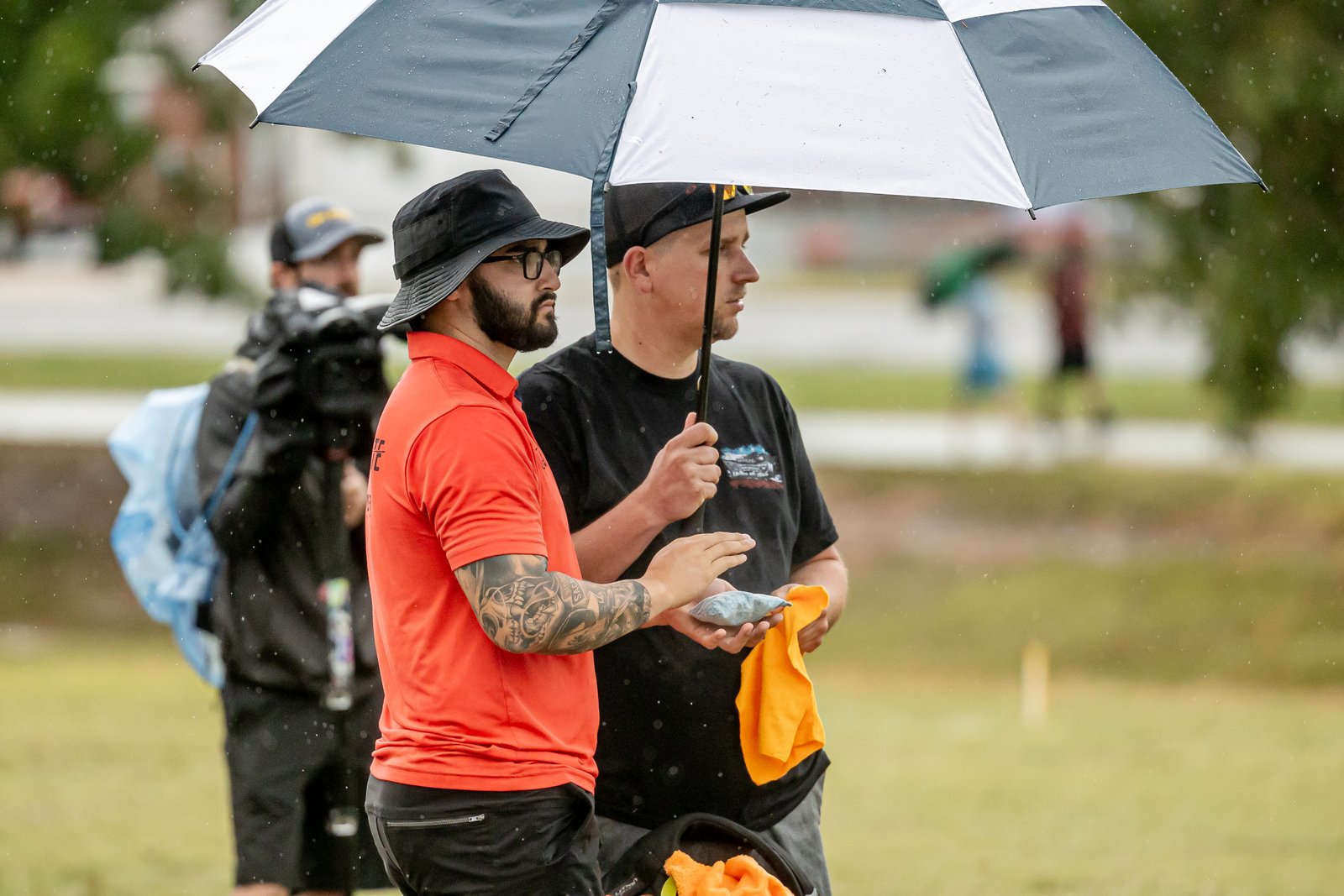 Drew Gibson in the rain